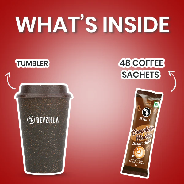 48 Sachets Choco Mocha + Reusable Coffee Husk Tumbler - 300ml - Image 2