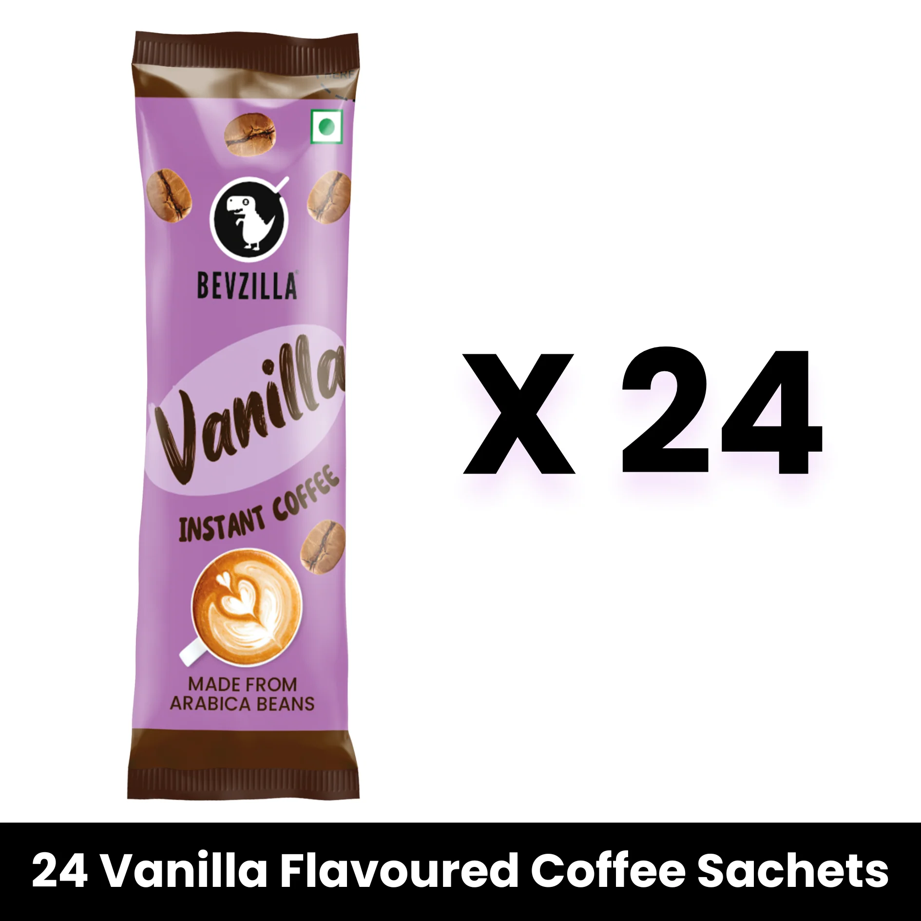 Bevzilla Instant 24 coffee sachets  Vanilla flavour