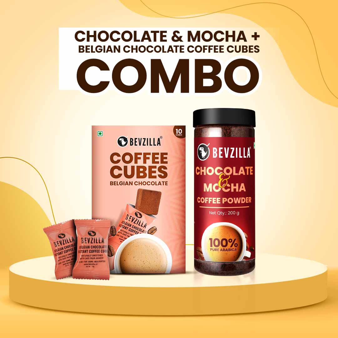 Chocolate & Mocha 200gm Jar + Belgian Chocolate Coffee Cubes (10 Cubes Pack)