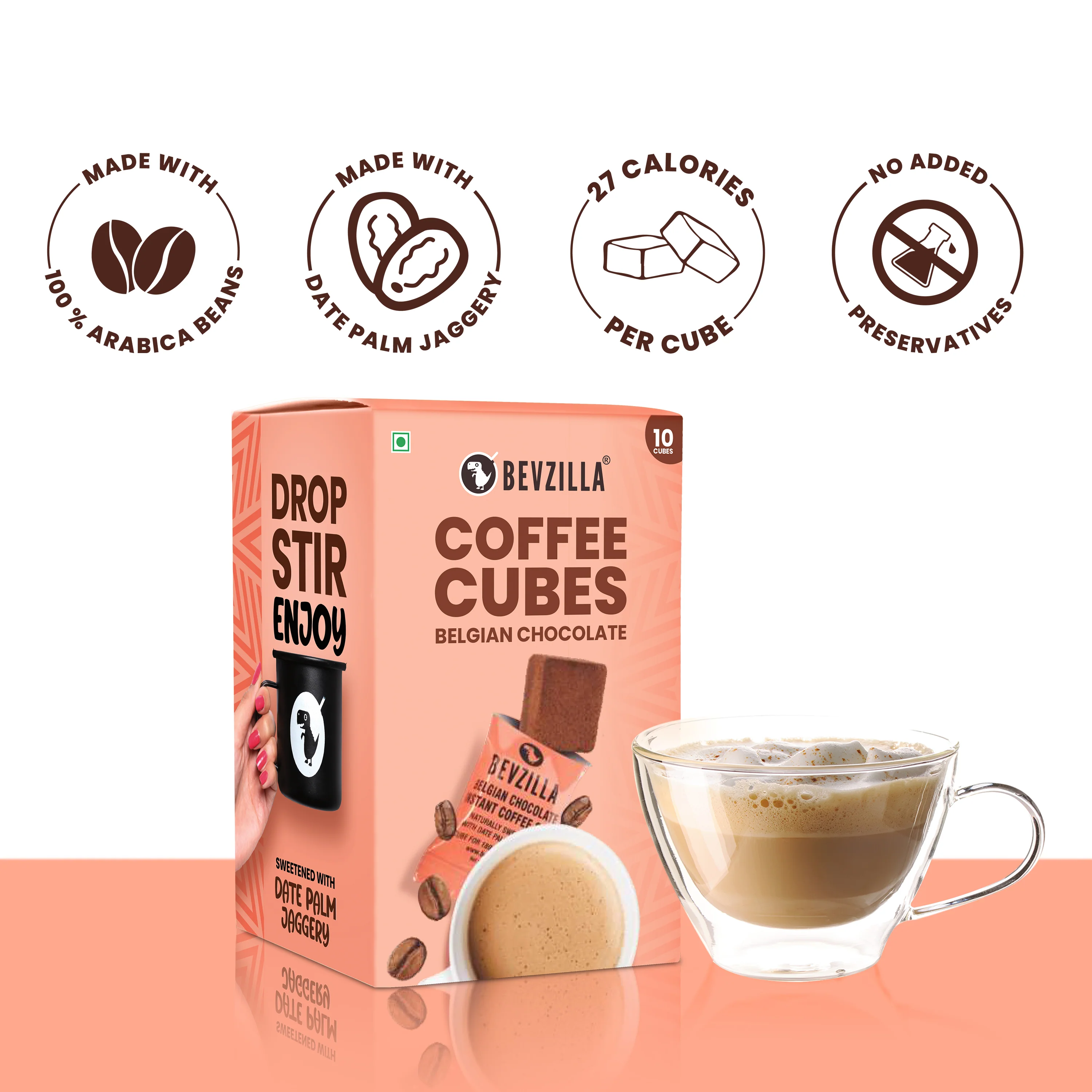 Chocolate & Mocha 200gm Jar + Belgian Chocolate Coffee Cubes (10 Cubes Pack) - Image 4