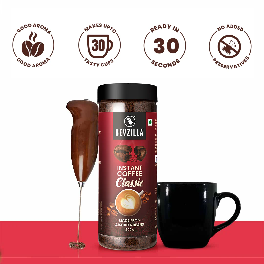 Premium Classic Strong Coffee Powder 200gm + Coffee Mug + Frother Combo - Image 2