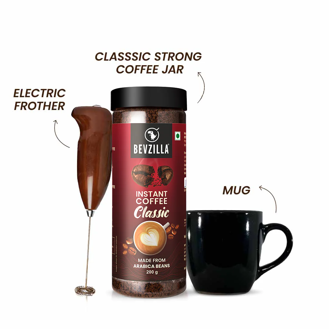 Premium Classic Strong Coffee Powder 200gm + Coffee Mug + Frother Combo - Image 3