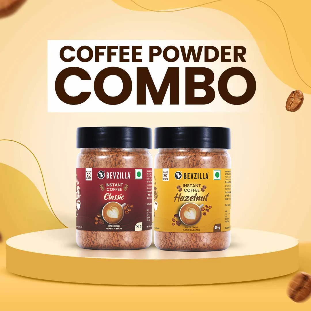 Turkish Hazelnut + Classic Coffee Powder - Combo Pack of 50g x 2